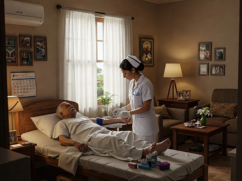 Blood sample collection at home by healthcare professional
