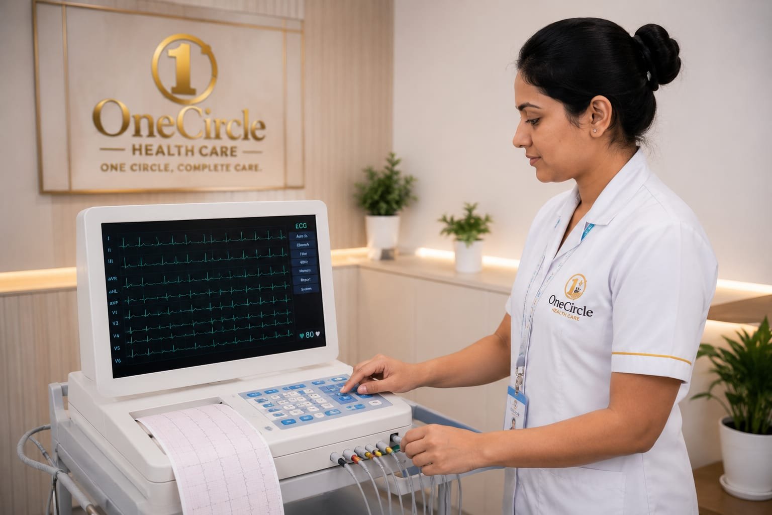ECG test at home with a portable ECG machine